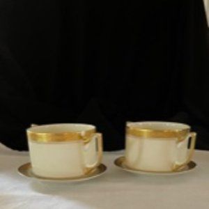 Two (2) Epiag Cream Soup Cups With Saucers